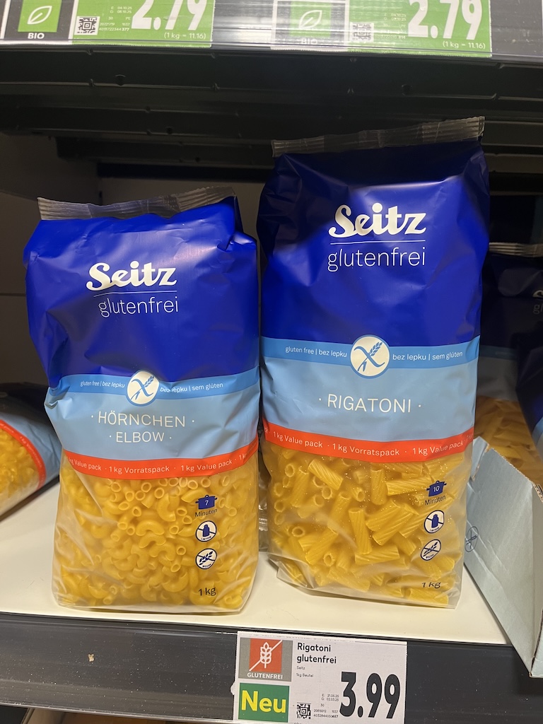 Hörnchen und Rigatoni von Seitz kann man glutenfrei bei Kaufland kaufen